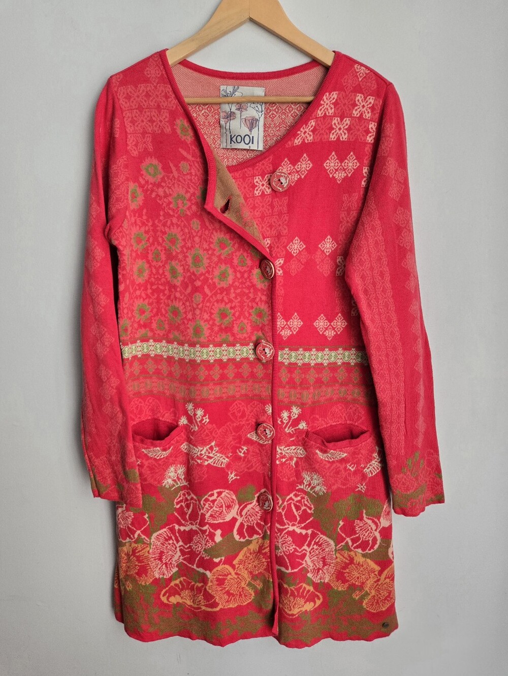 KOOI Colorful Cotton Knit Button Front Dress